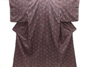 麻の葉模様手織り紬着物アンサンブル